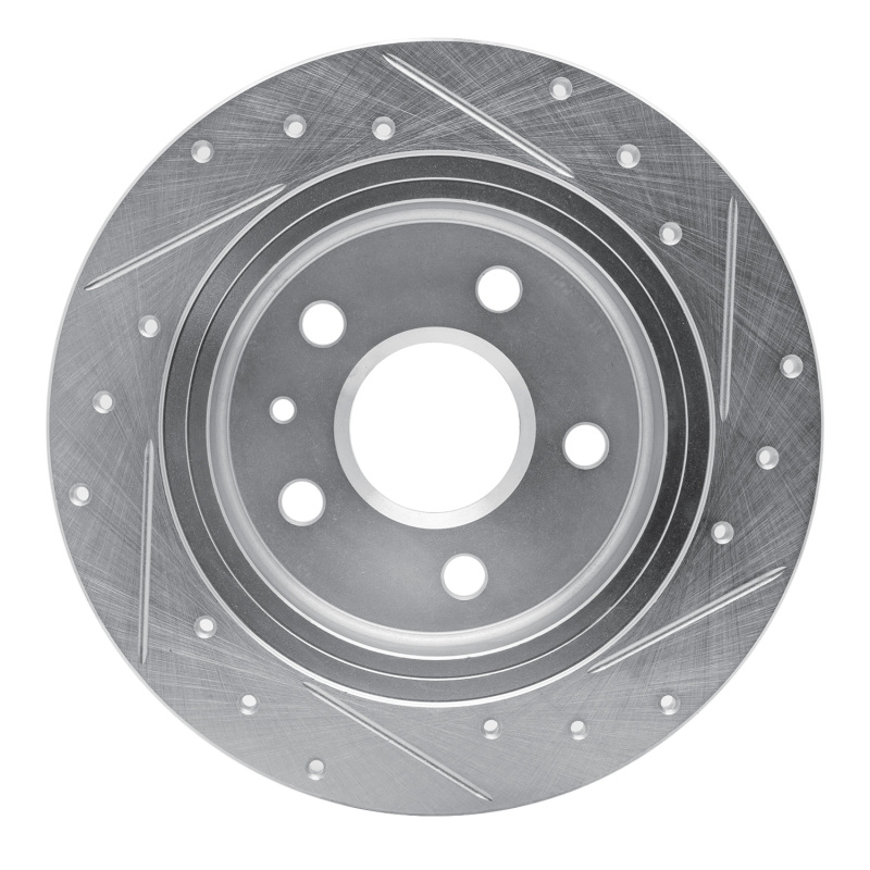 Buick LaCrosse Brake Rotor (1) - Rear Left - R1 Concepts - Drilled & Slotted - Silver - `11-`16